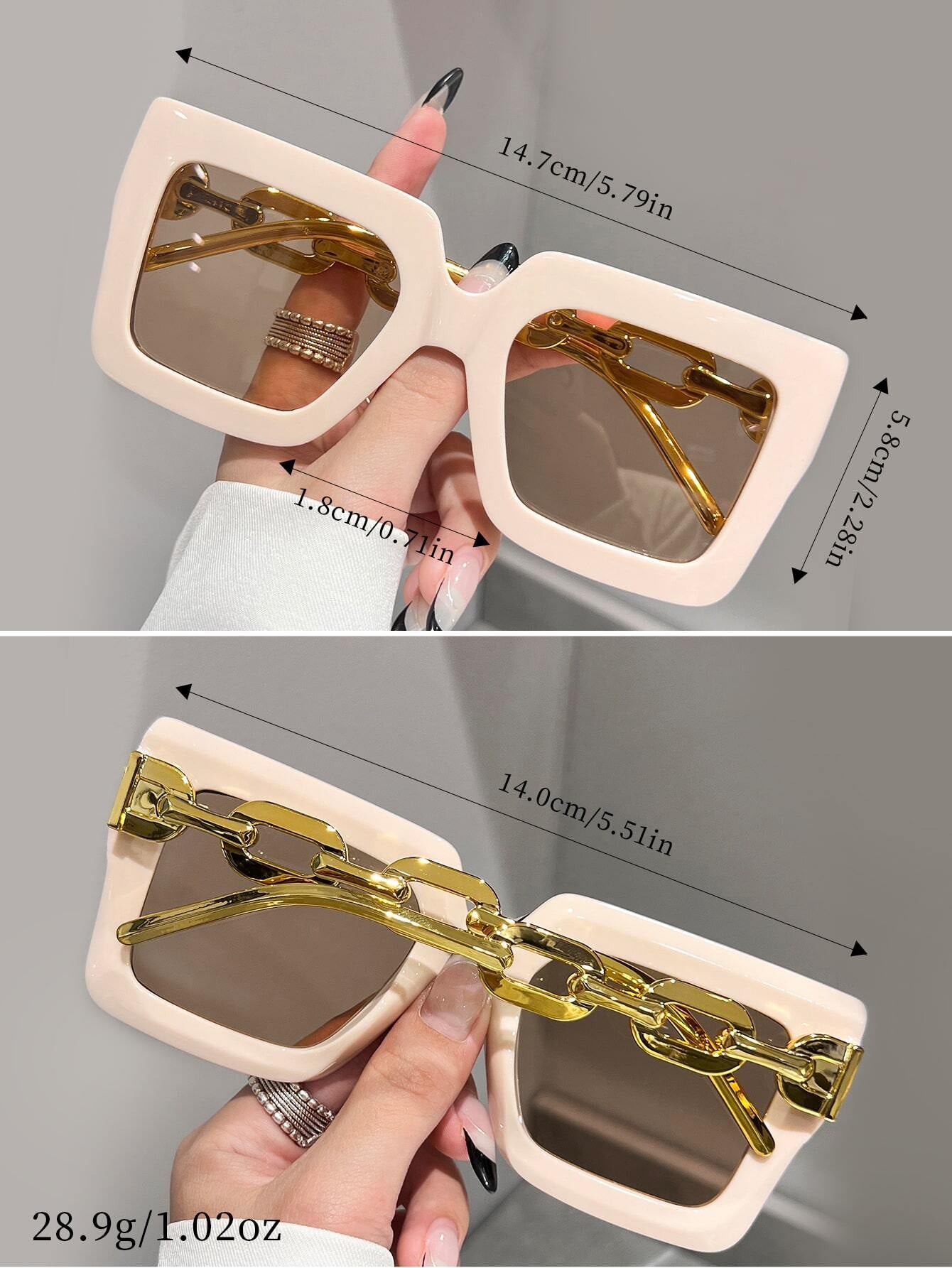 1Pc Square Frame Beach Sunscreen Fashion Sunglasses